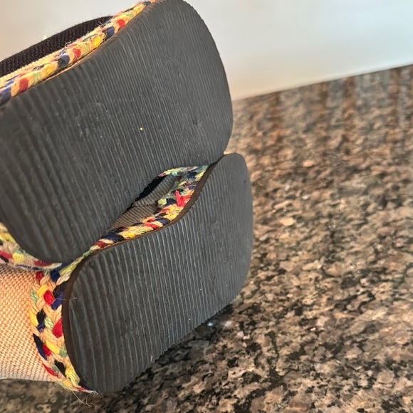 Black and Cream Espadrille Platform Shoes 8.5 - Picture 7 of 13